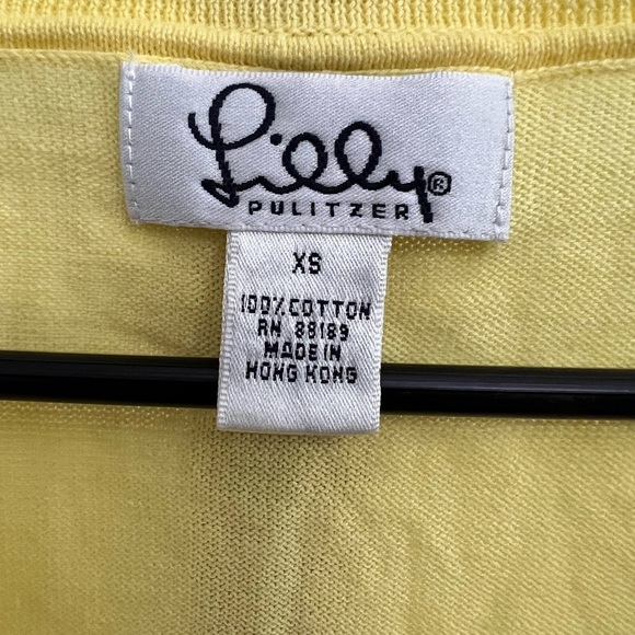 Lilly Pulitzer Yellow Peplum Button Sweater 3/4 Sleeve sz XS - Picture 2 of 7